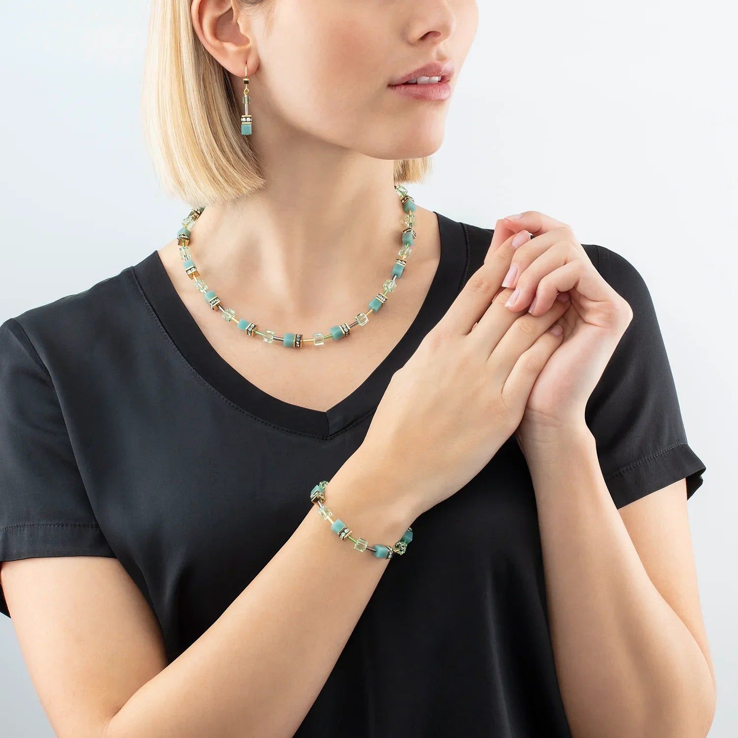 Coeur de Lion Monochromatic Green Iconic GeoCUBE® Necklace