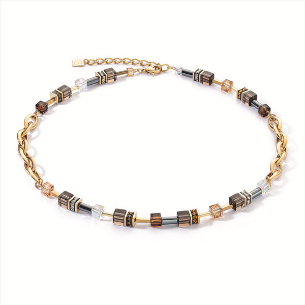 Coeur de Lion Gold-Brown GeoCube® Chunky Chain Necklace