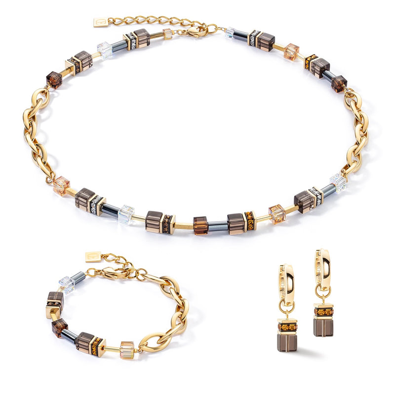 Coeur de Lion Gold-Brown GeoCube® Chunky Chain Necklace