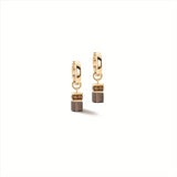 Coeur de Lion Gold-Brown GeoCube® Chunky Chain Hoop Earrings