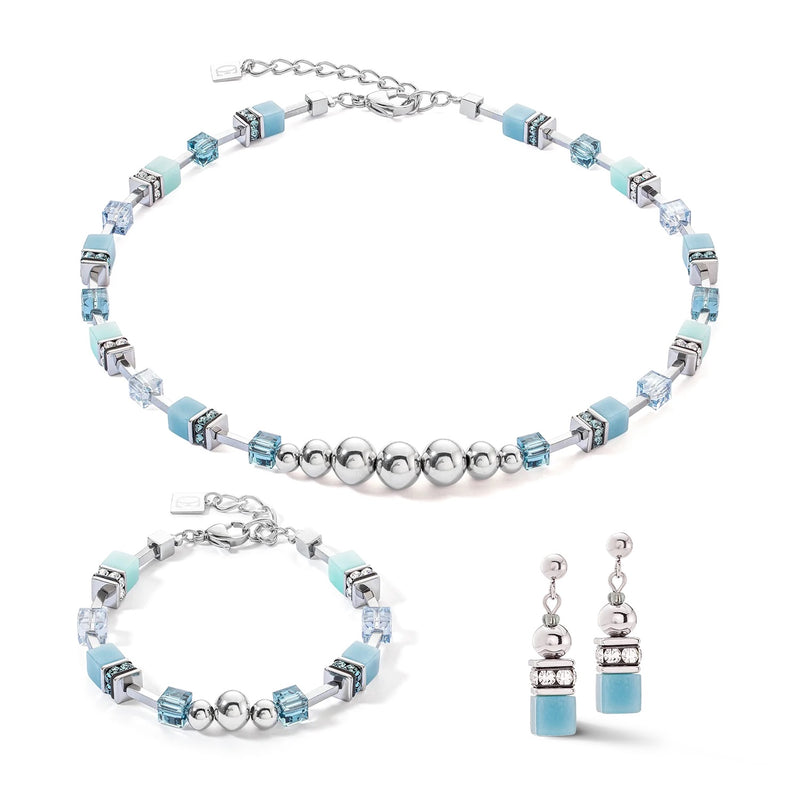 Coeur de Lion Ice Blue GeoCube® Fusion Spheres Necklace