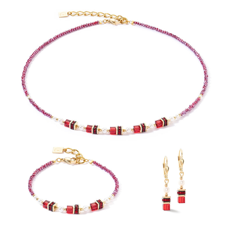 Coeur de Lion Gold-Red Sparkling Princess Necklace