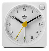 BRAUN Classic Analogue Square White Travel Alarm Clock
