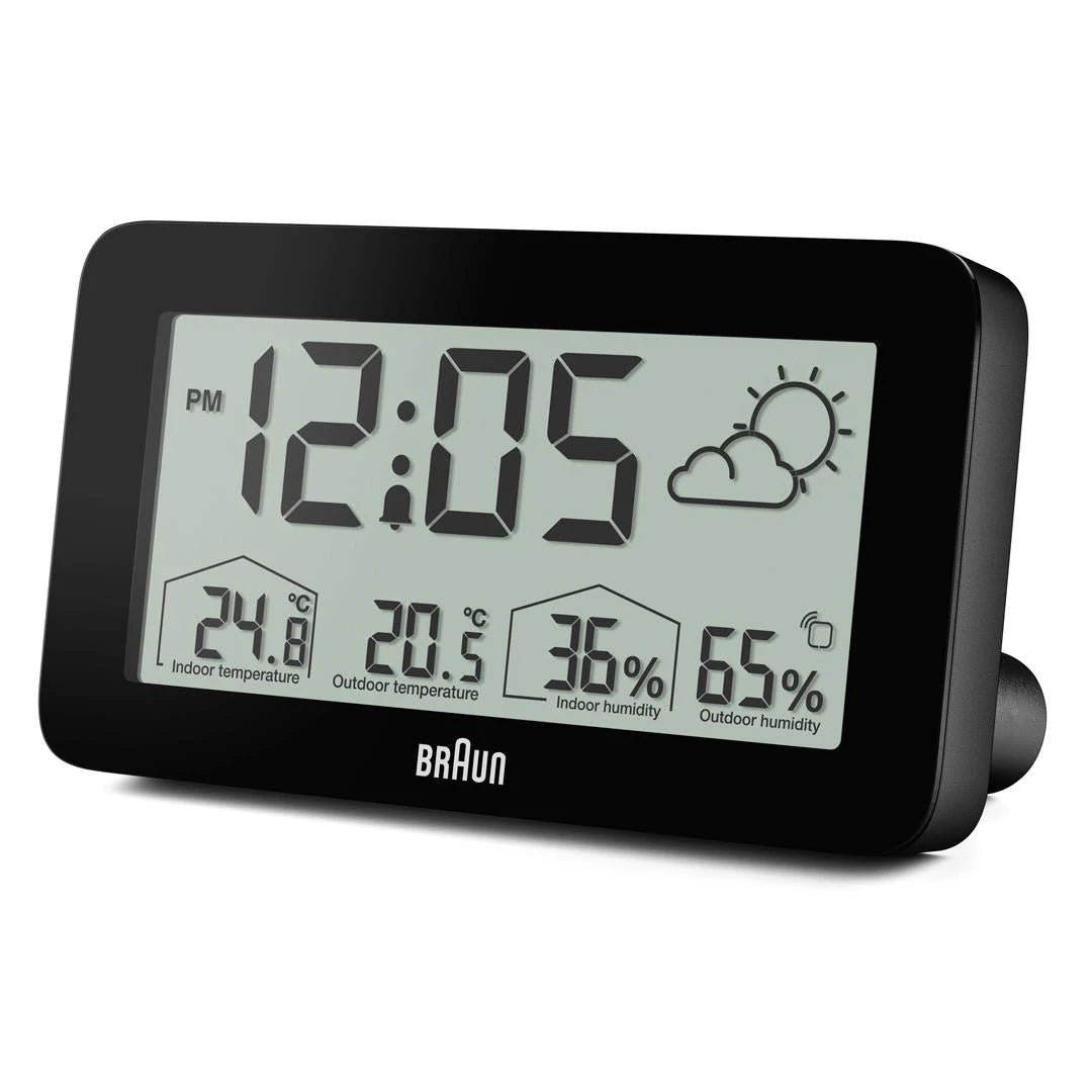 BRAUN Black Weather Station Alarm Clock