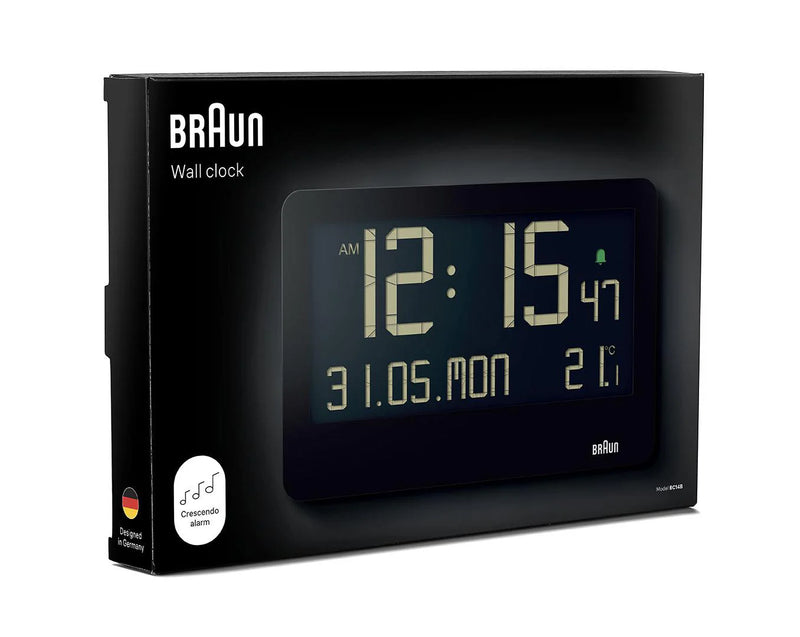 Braun Large Black Digital Wall Clock