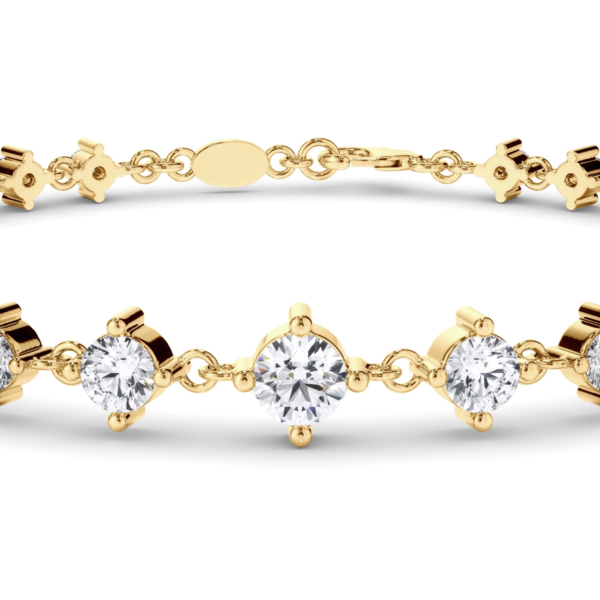 Round Brilliant Cut Natural Mined Diamond Tennis Bracelet