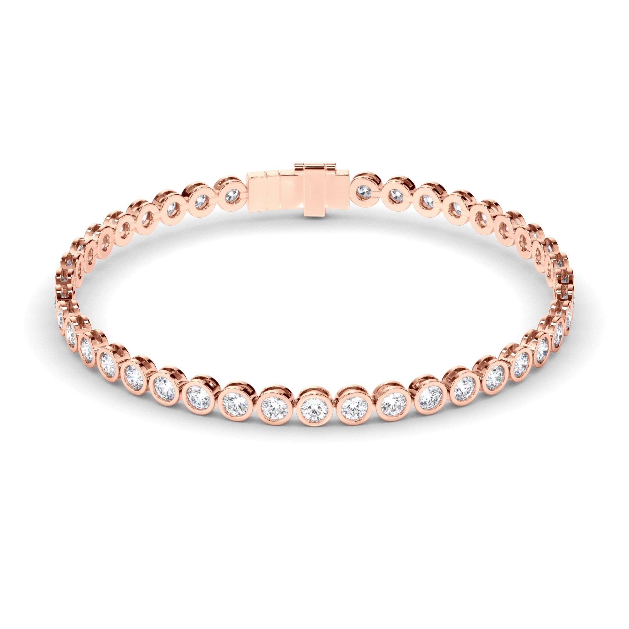 Round Brilliant Cut Natural Mined Diamond Bezel Set Tennis Bracelet