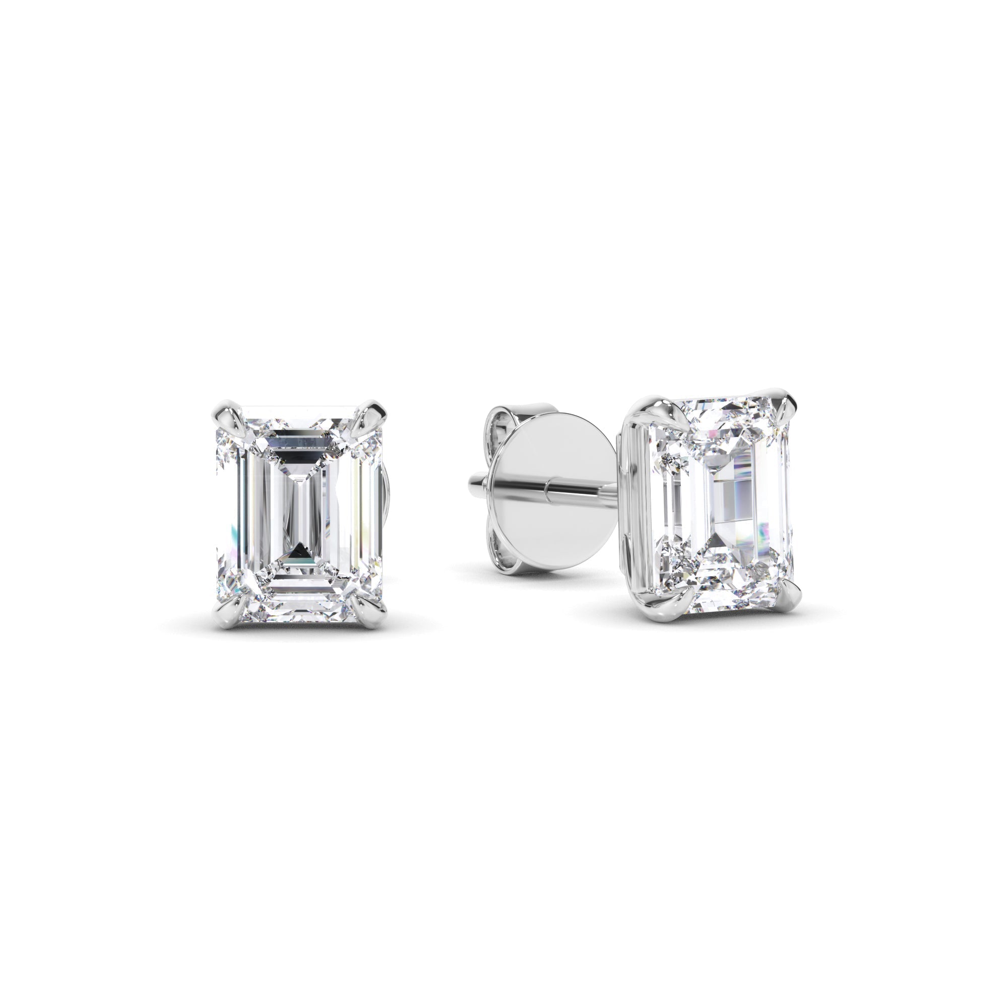 Emerald Cut Diamond Stud Earrings